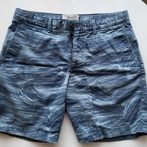 Original Penguin Blue Flat Front Shorts with Abstract Pattern
